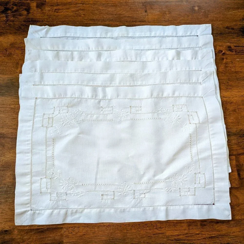 Vintage Linen Set- Placemats & Napkins (x6)